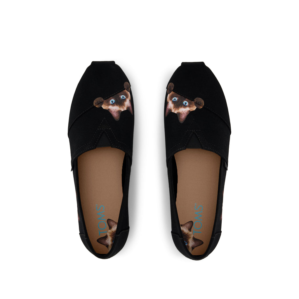 Alpargata Classic - Black Recycled Canvas Cat Print Top View