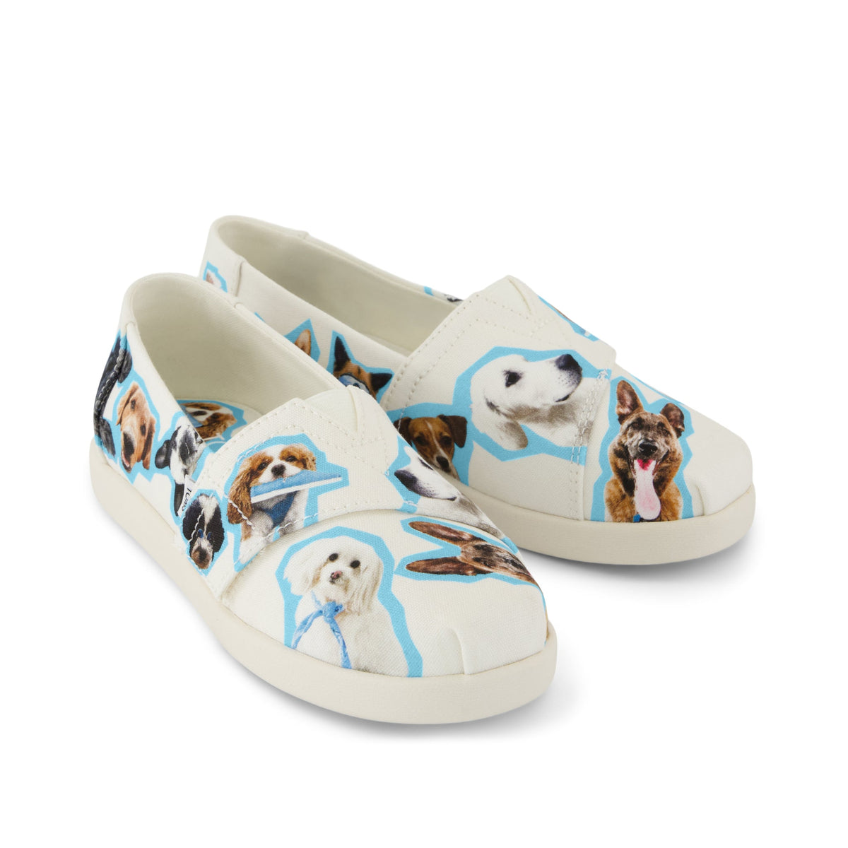 Alpargata Classic Kids Shoe - Egret Recycled Canvas Dogs Print Front View