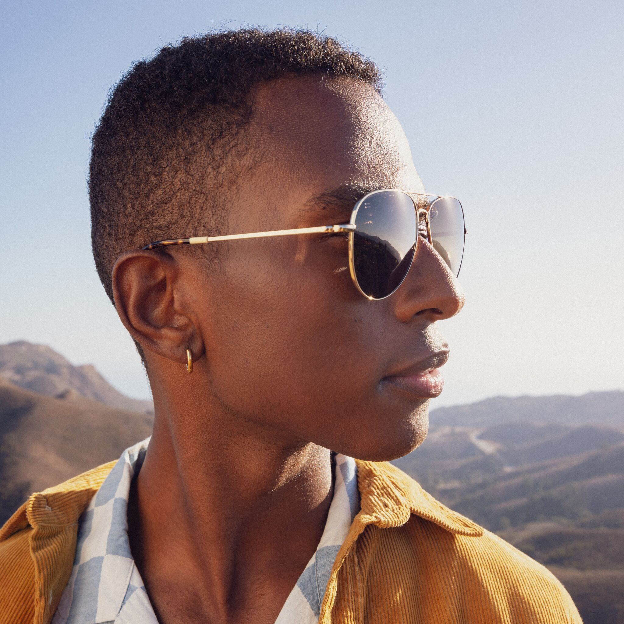 トムソン Hudson Shiny Gold Frame Solid Brown Polarized Lens – TOMS.com