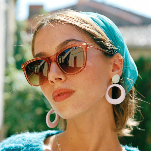 Women's Victoria Terracotta Crystal Handcrafted Sunglasses model image