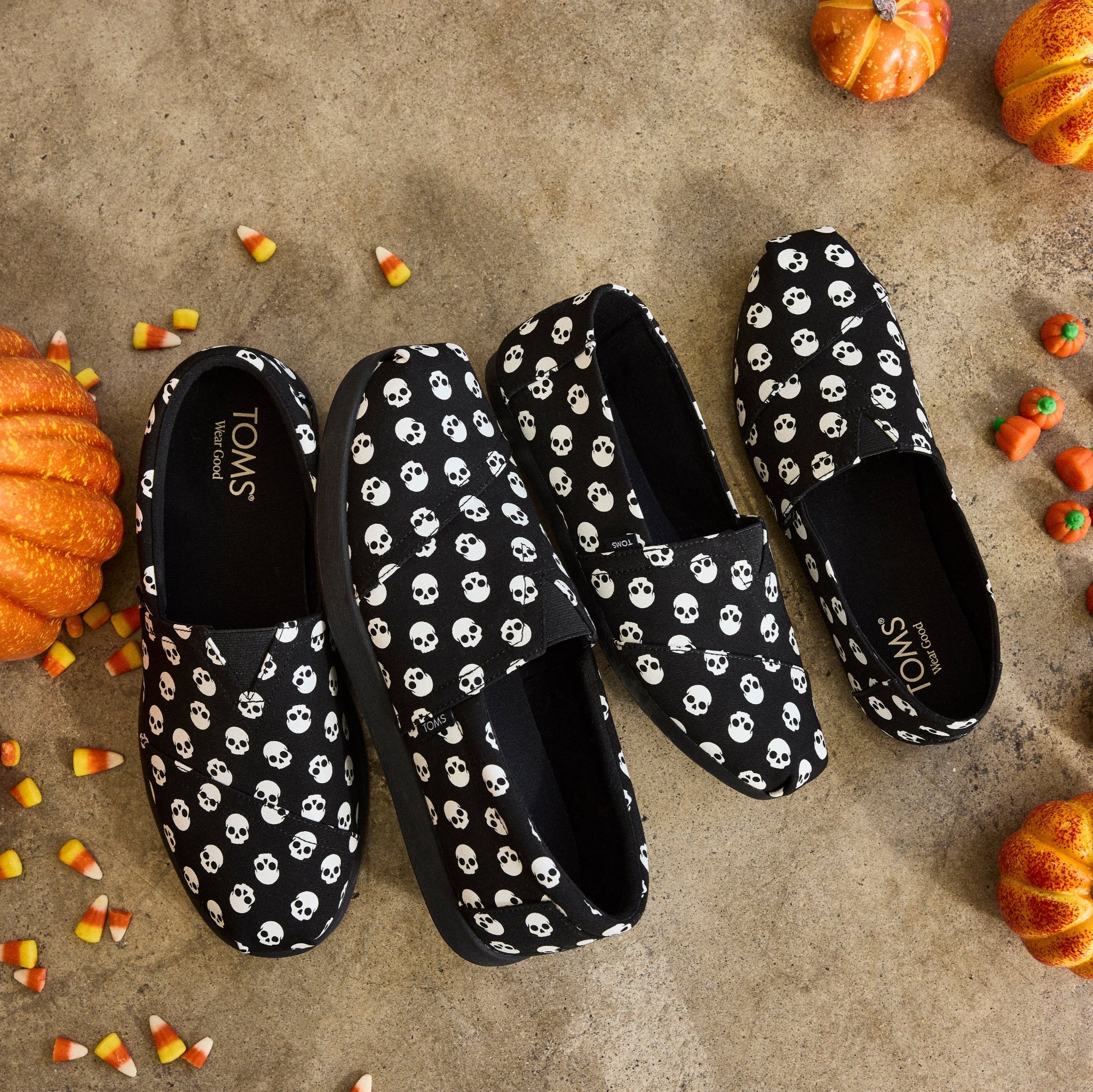 Black Glow in the Dark Halloween Skulls Alpargatas Matching Family Laydown