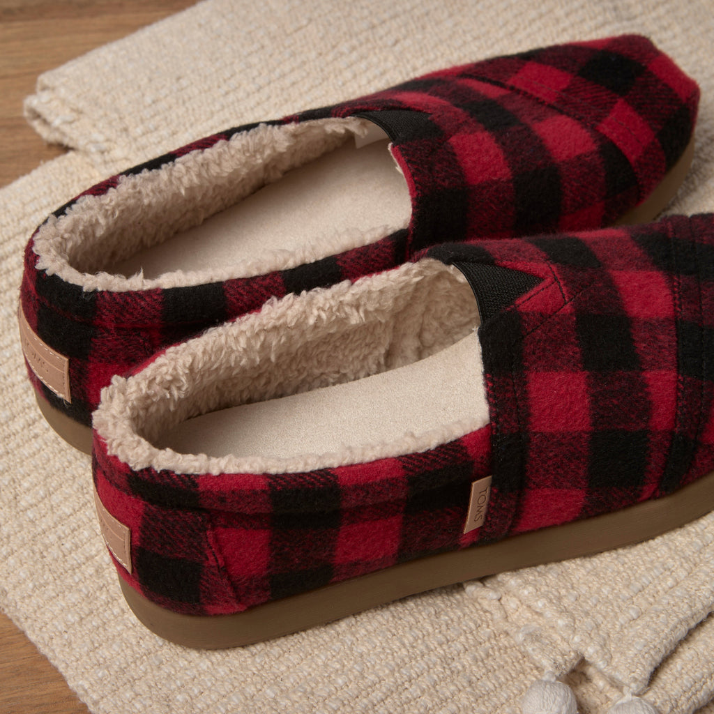 Men's Alp FWD in Red Cozy Buffalo Plaid with Faux Shearling Laydown