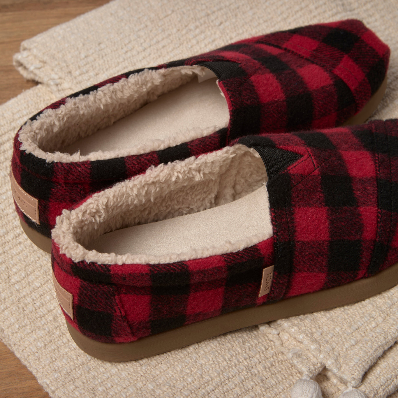 Men's Alp FWD in Red Cozy Buffalo Plaid with Faux Shearling Laydown