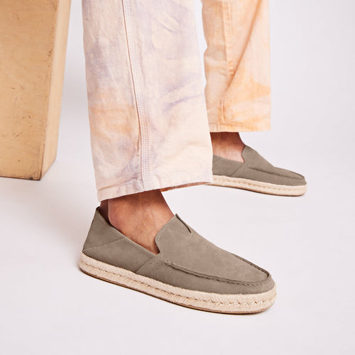 Men's Alonso Rope Loafer in Taupe Suede on model image