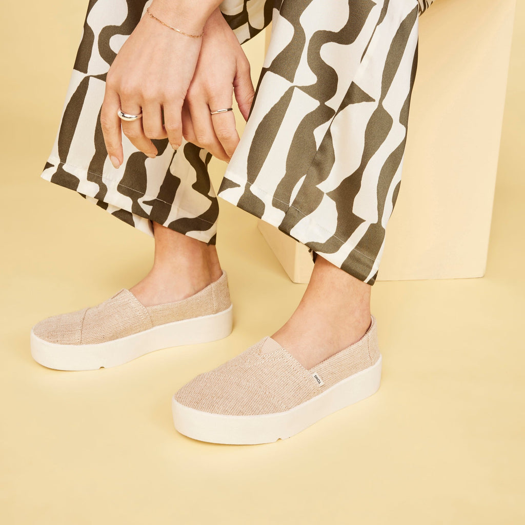 Verona Platform Slip On Sneaker In Natural Up Close On Model