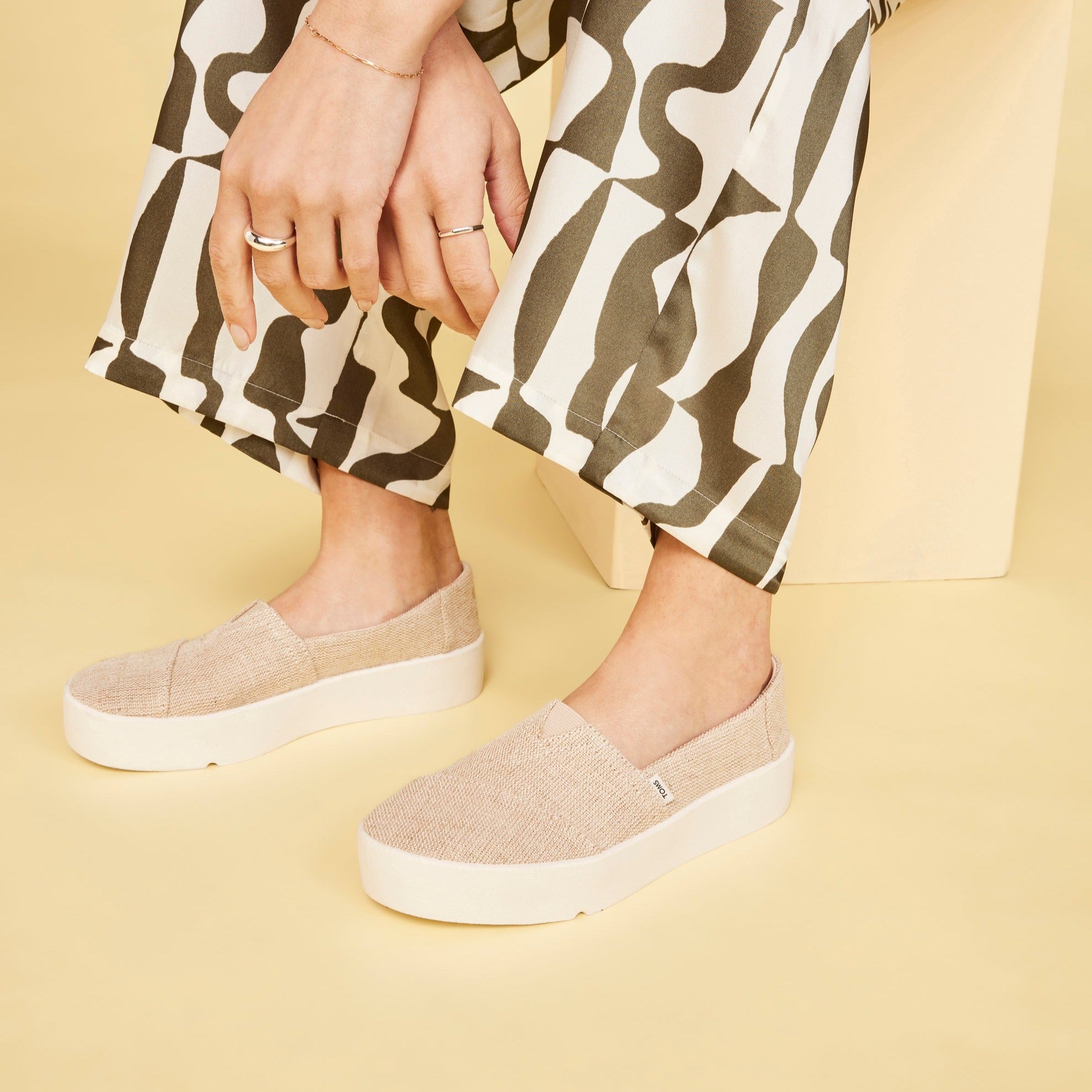 Verona Platform Slip On Sneaker In Natural Up Close On Model