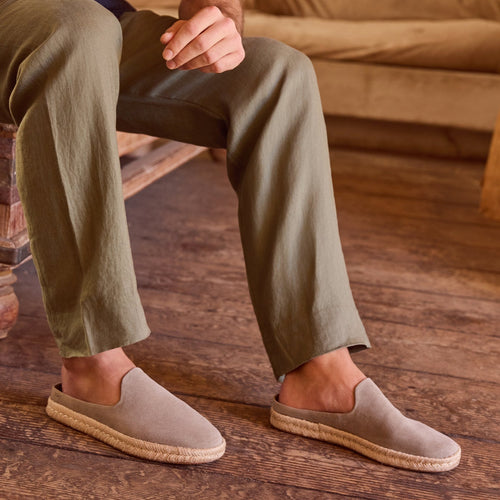 Santiago Mule Vetiver Grey Suede