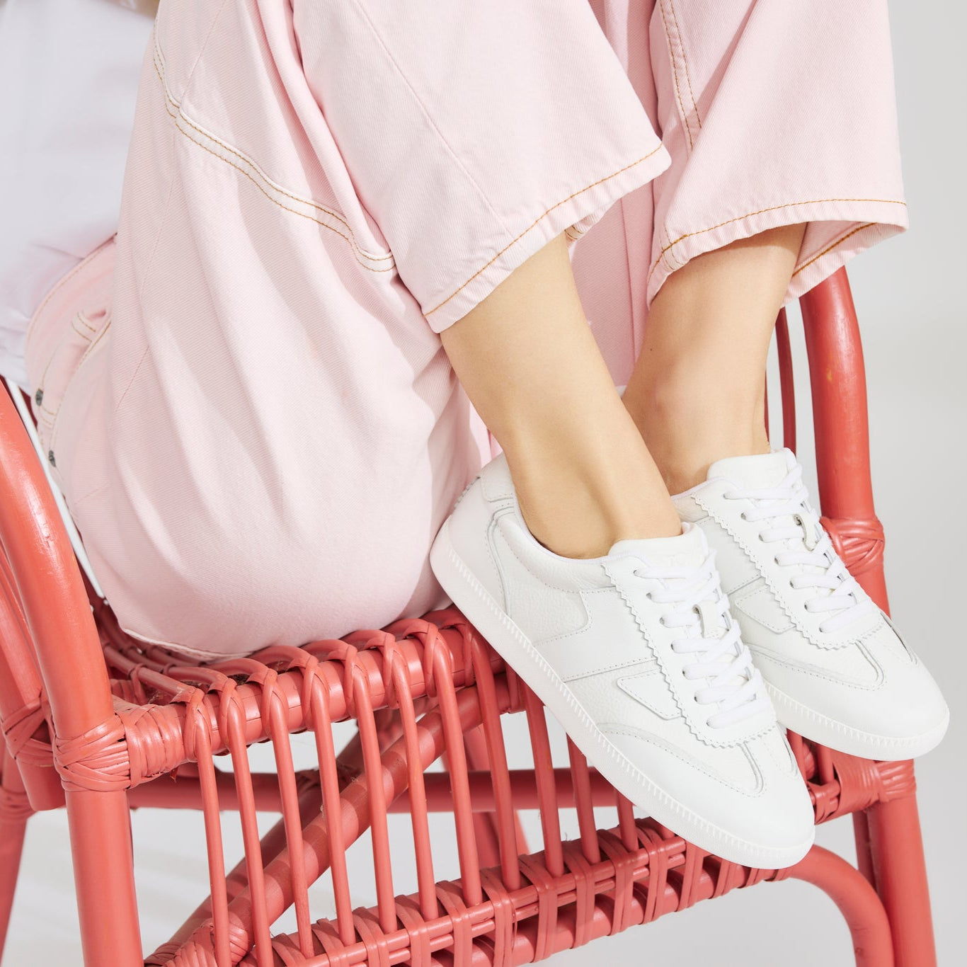 On figure image of the white Collins leather lace up sneakers
