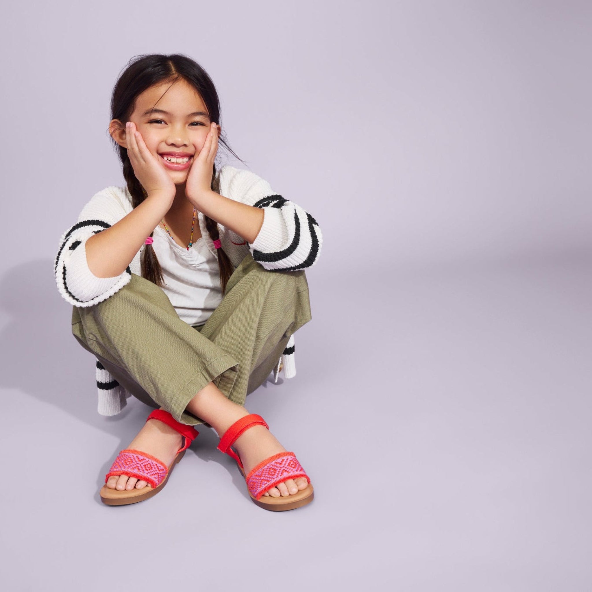 Youth Remi Sandal in Flame Diamon On Model Image