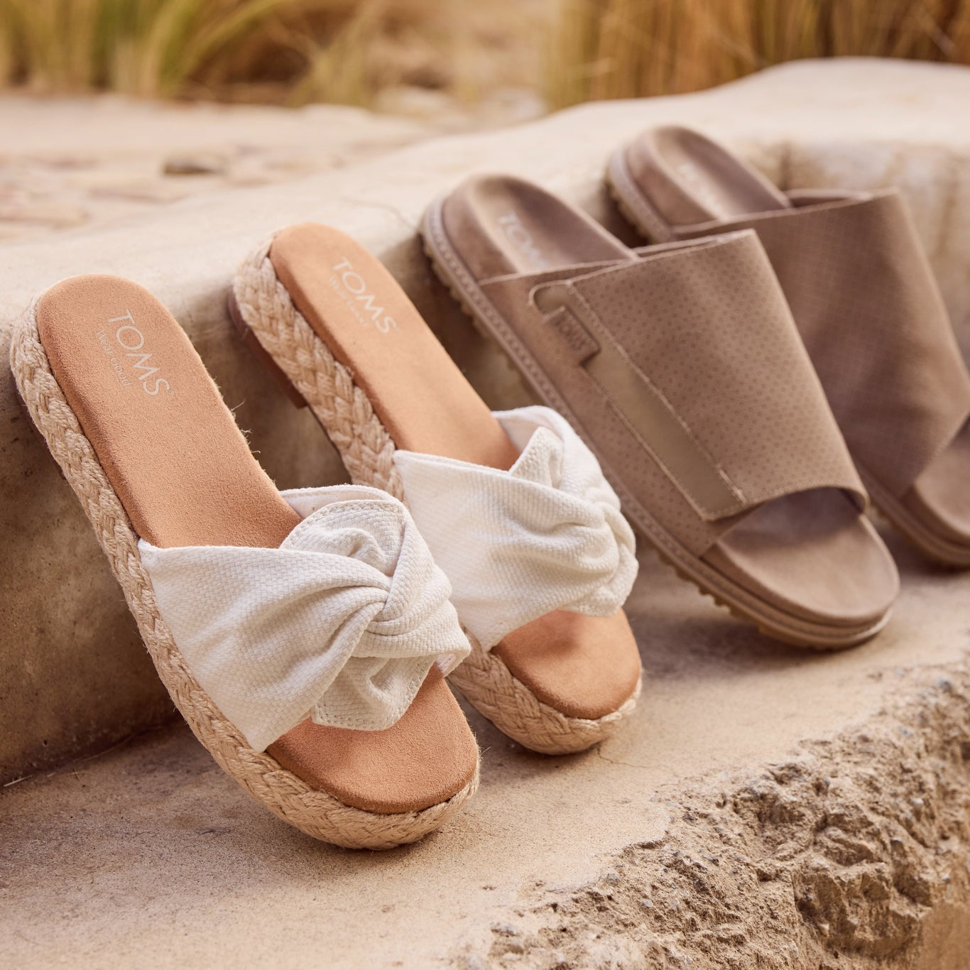 Abby Slide Flatform Espadrille Sandal White Beachside Woven – TOMS.com