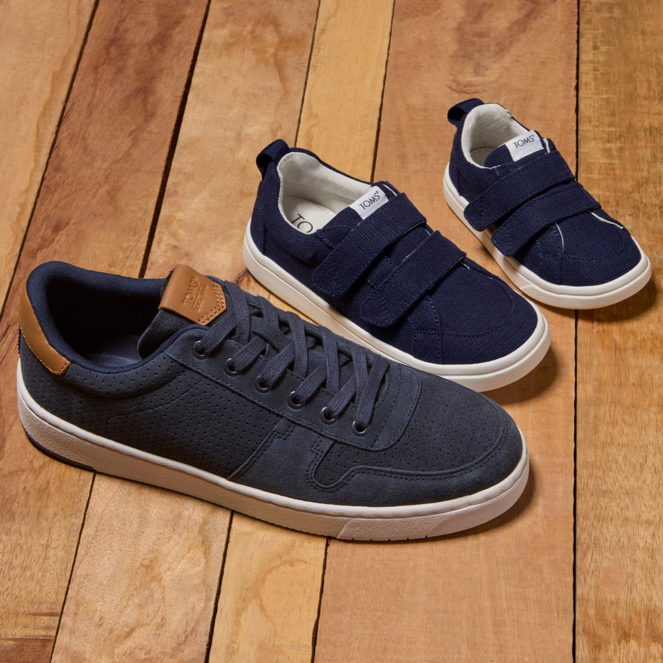 Cruz Double Strap Navy Heritage Canvas Toddler Sneaker – TOMS.com