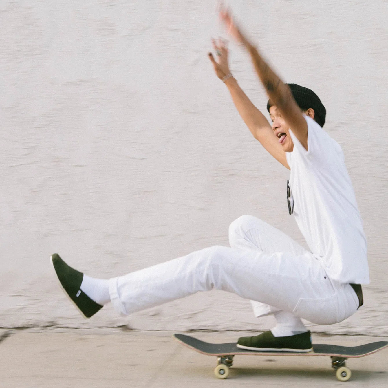 Someone on a skateboard.