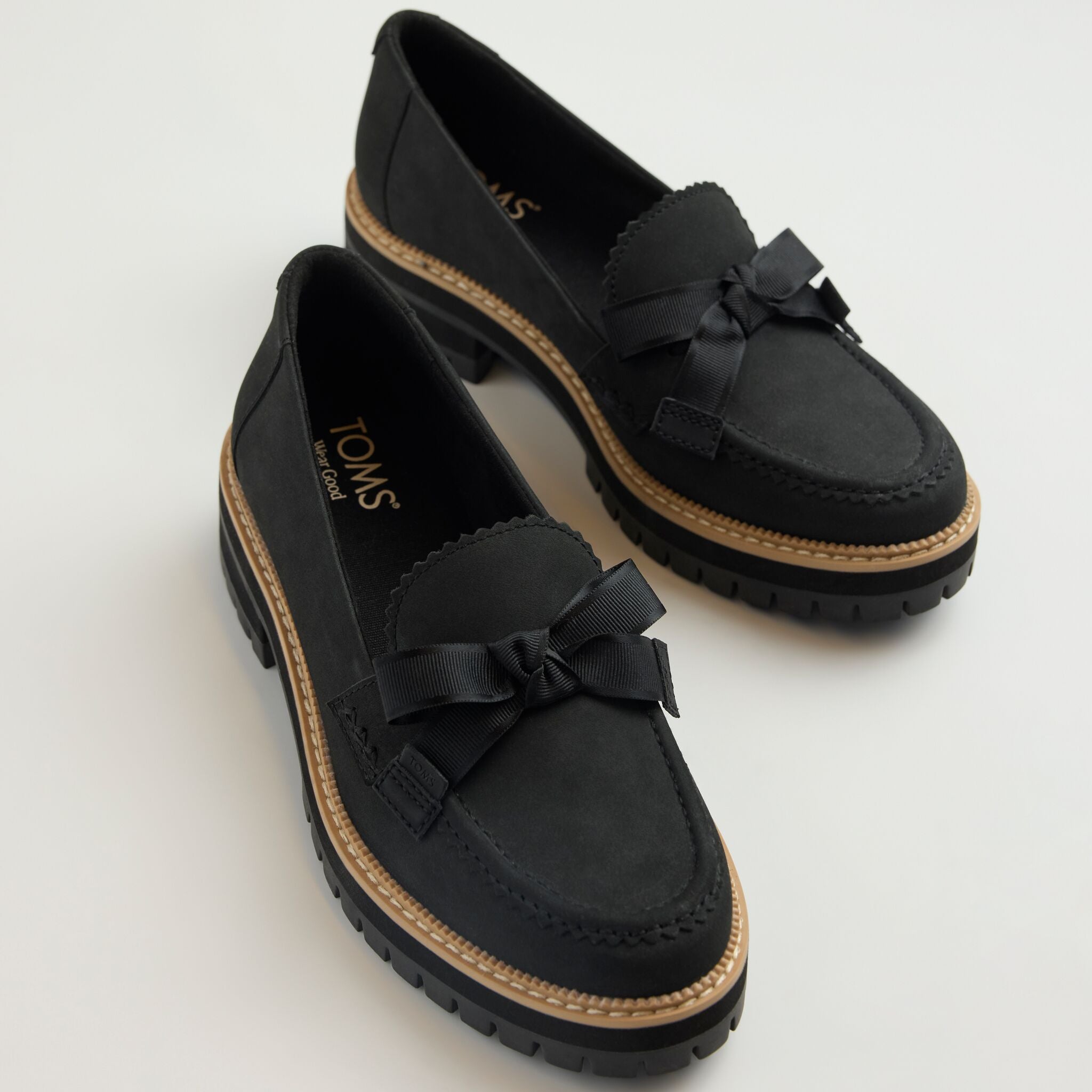 Womens Cara Bow Loafer Black Leather – TOMS.com