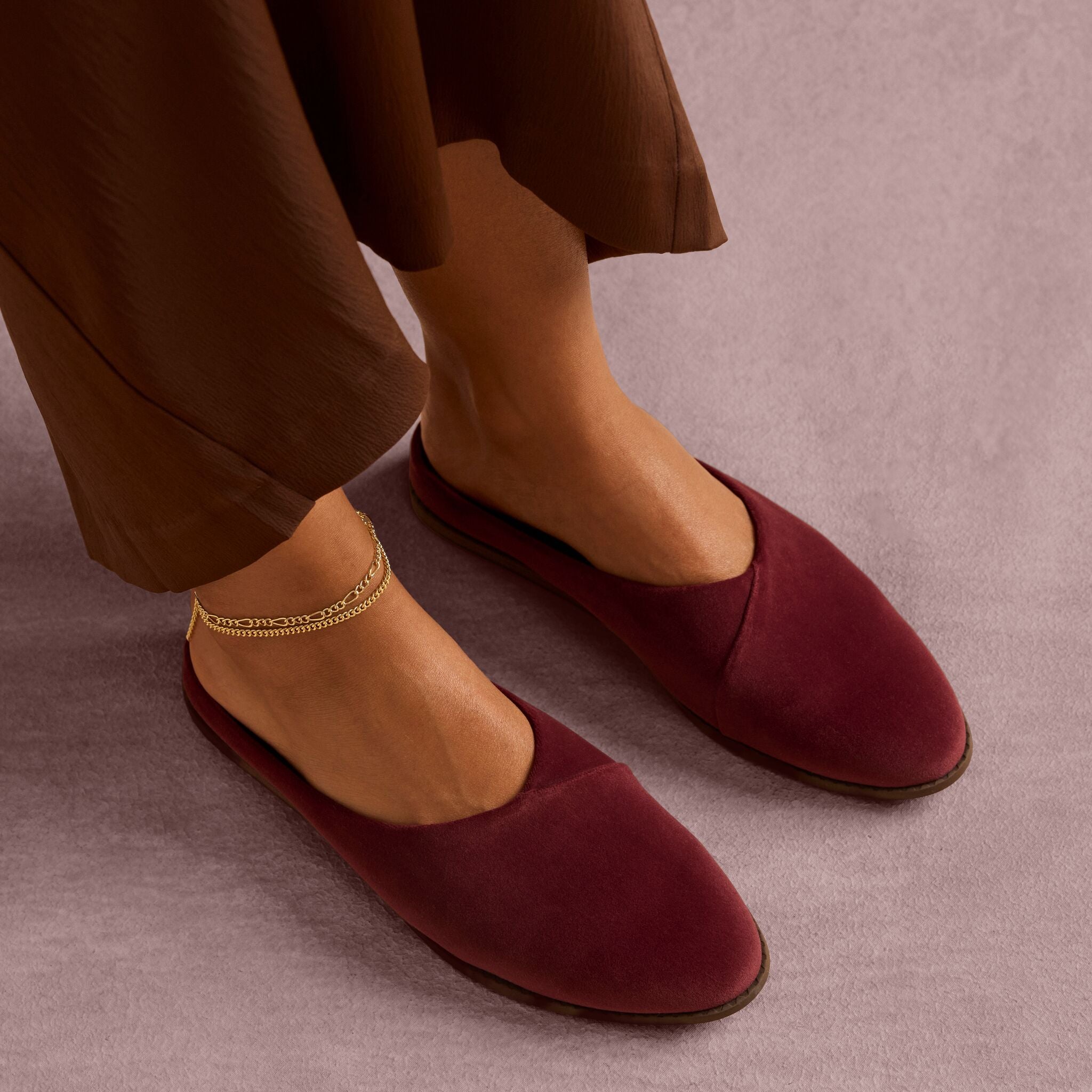 Womens Amelia Mule Dark Burgundy Premium Velvet