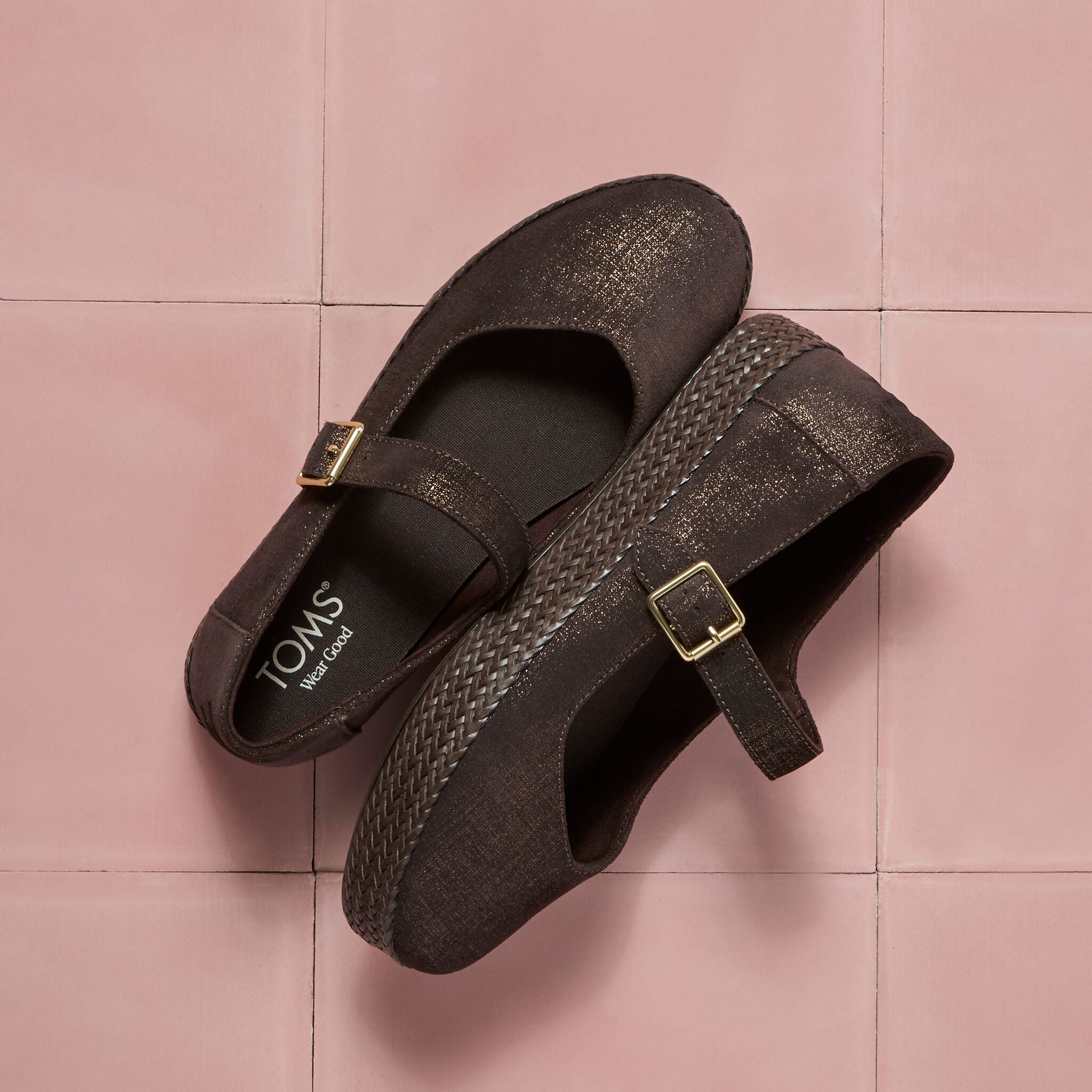 Womens Carolina Mary Jane Espadrille Metallic Chocolate Brown