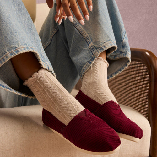 Womens Alpargata Classic Burgundy Cordurory
