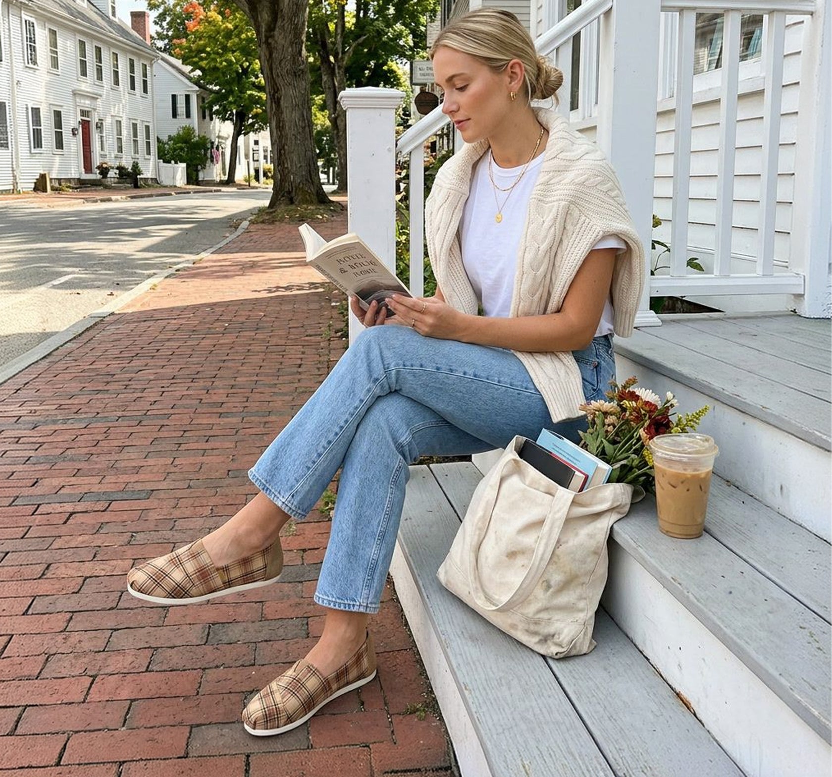 Women's Alpargata Classic in Toffee Textured Plaid shown.