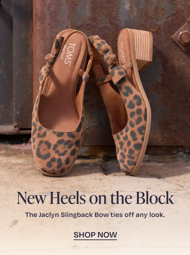 New Heels on the Block. The Jaclyn Slingback Bow ties off any look. SHOP NOW: Brown Sugar Leopard Suede on model shown.