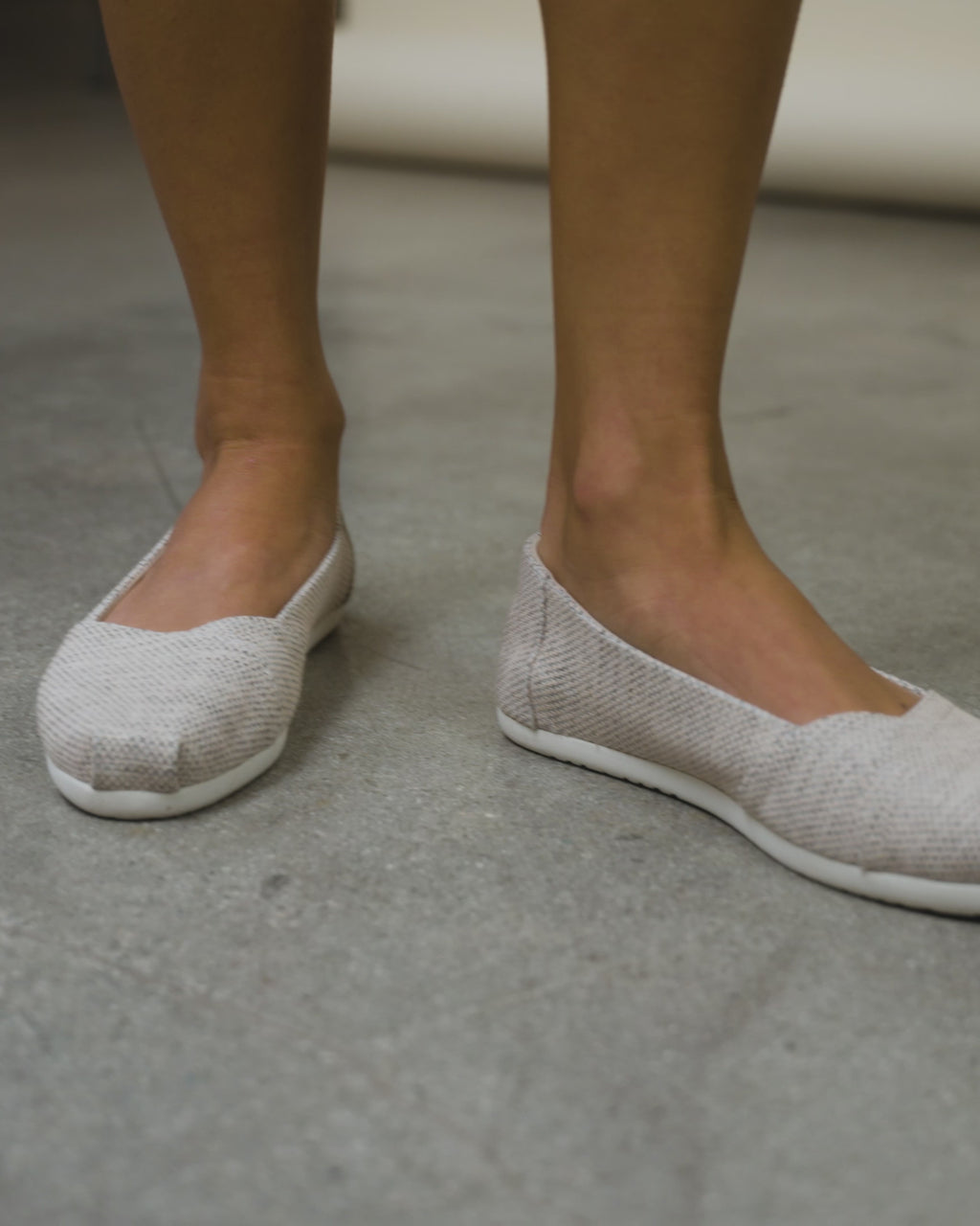 Alpargata ballet on model in neutral fog colorway