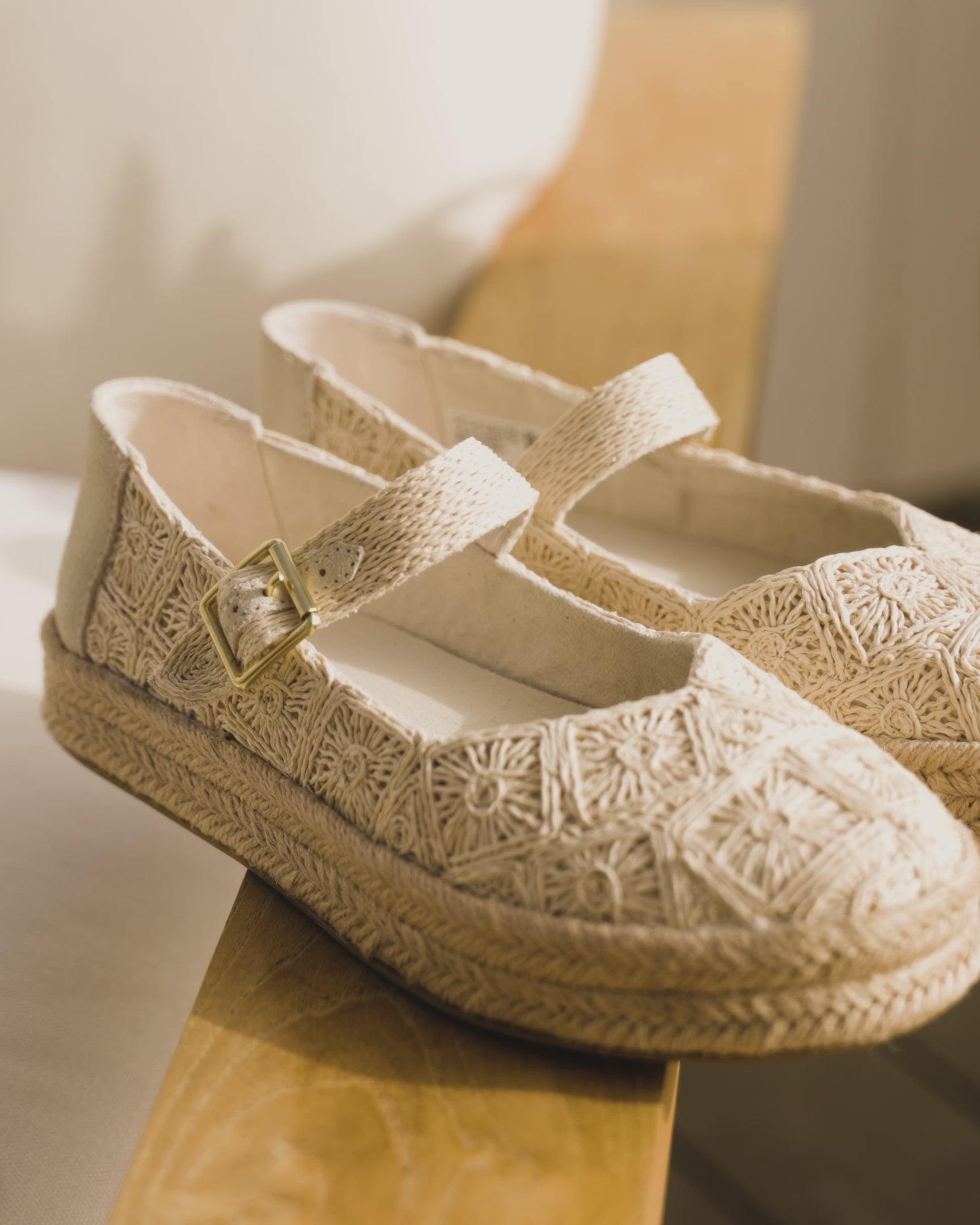 Carolina Mary Jane in floral raffia up close detail shots