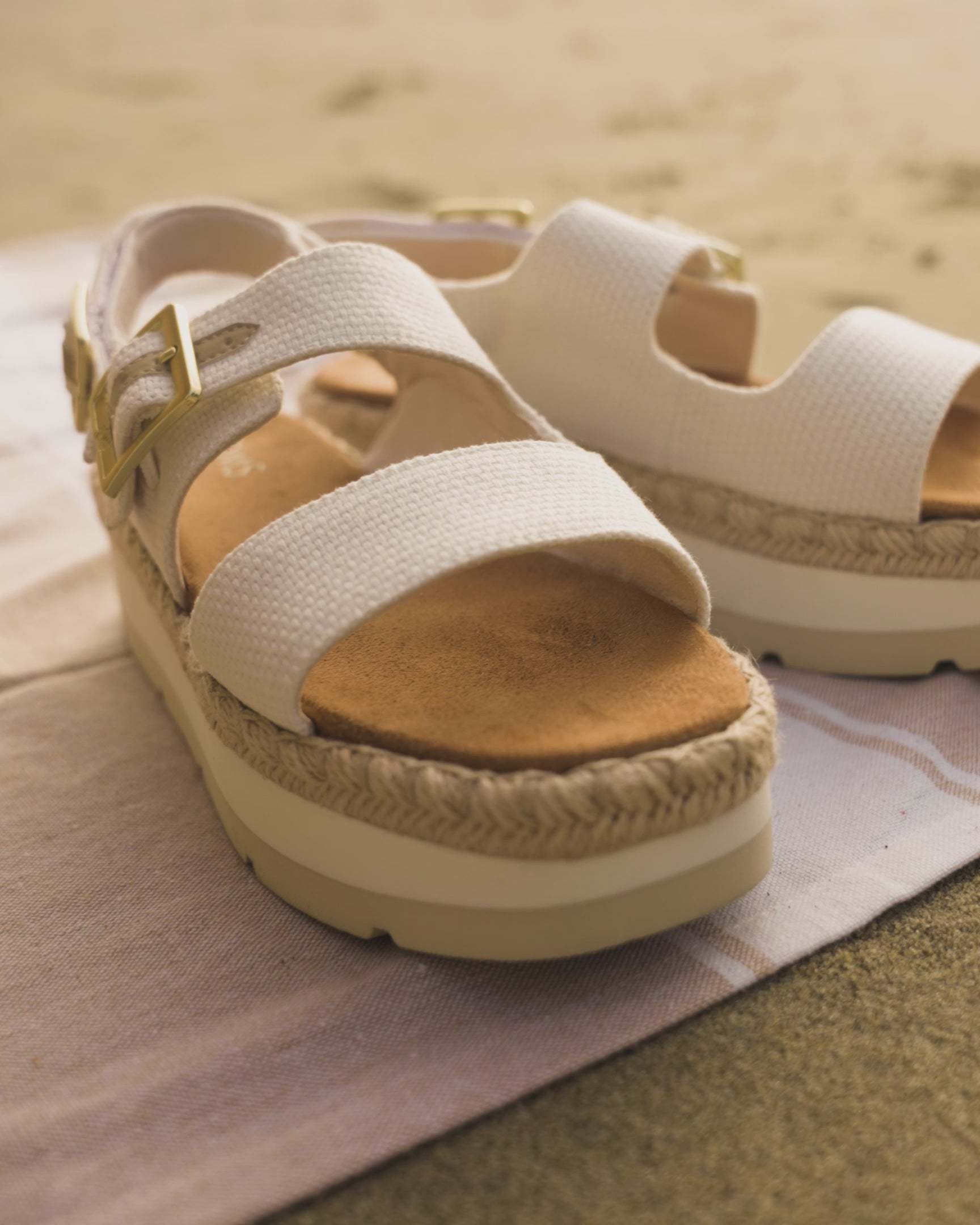Womens Giana Flatform Sandal White Woven – TOMS.com