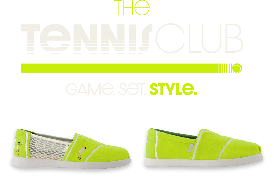 THE TENNIS CLUB. GAME. SET. STYLE. Tennis Alpargatas shown.
