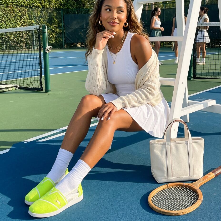 On model image of the Womens Alpargata Plus Neon Yellow Tennis Felt