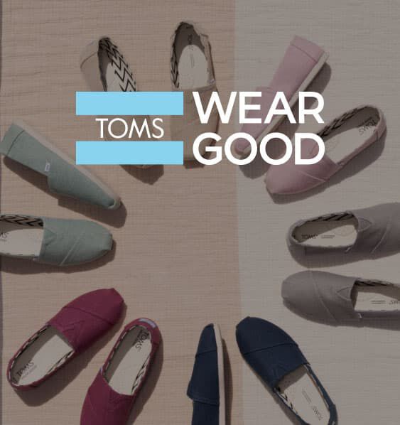 TOMS Wear Good logo. Alpargatas shown.