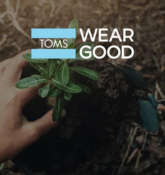 TOMS Wear Good logo. A person planting.