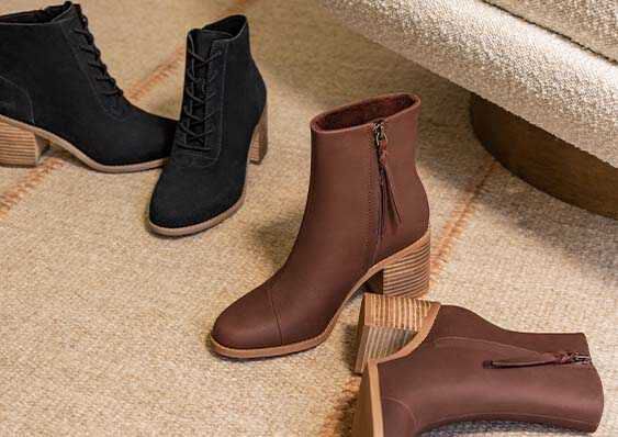 Women's Evelyn Boots in various colors shown.