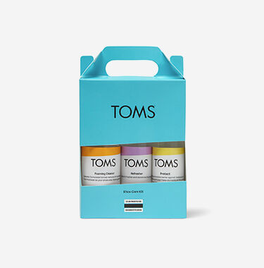 TOMS shoe care kit shown.