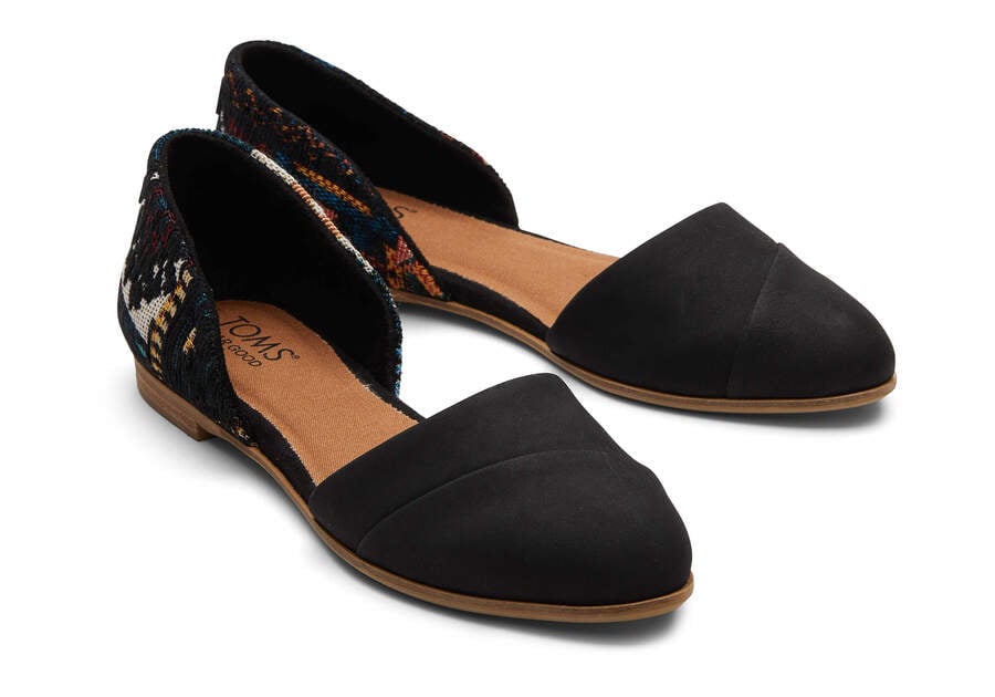Jutti D'Orsay Black Global Woven Flat Front View