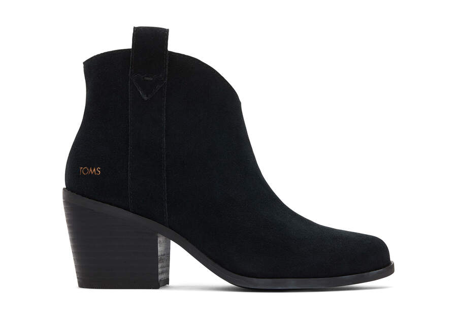 Constance Black Suede Heeled Boot Side View