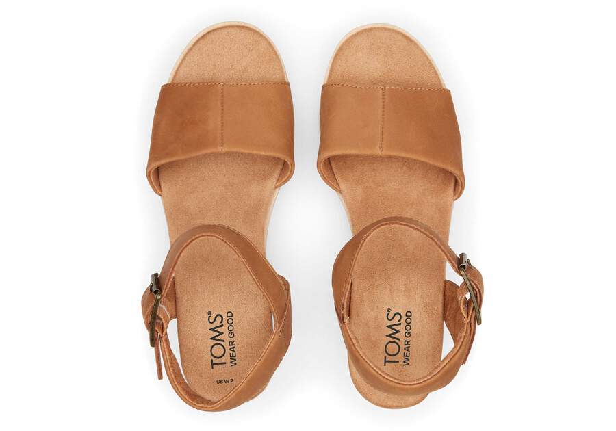 Diana Tan Leather Wedge Sandal Top View
