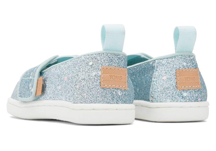 Tiny Alpargata Mint Cosmic Glitter Toddler Shoe Back View Opens in a modal