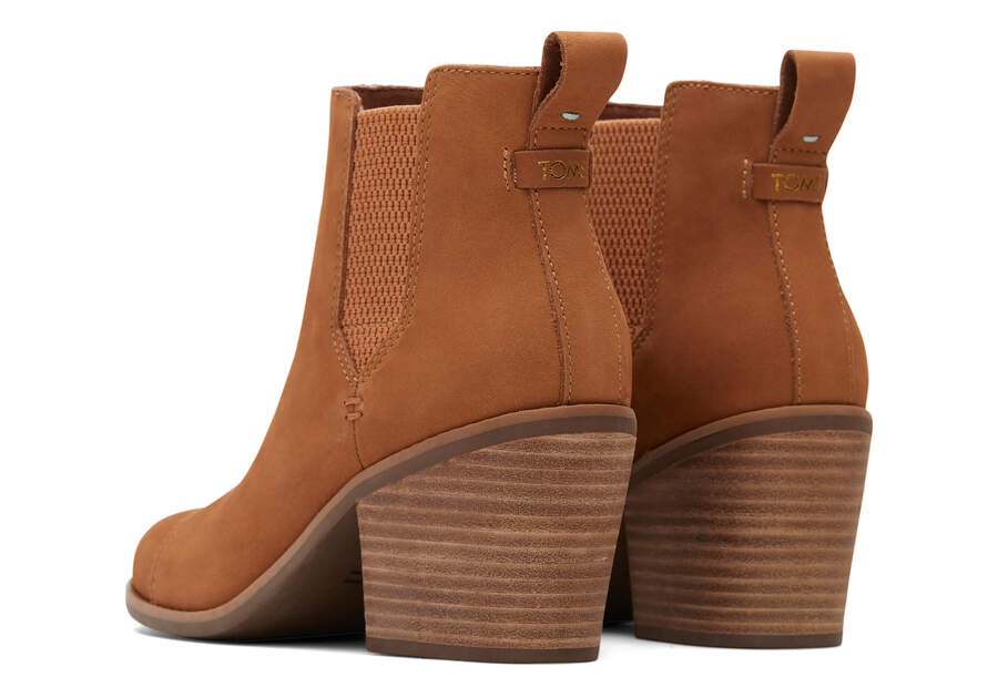 Everly Tan Nubuck Heeled Boot Back View Opens in a modal