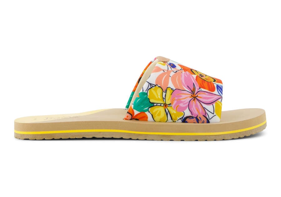 Carly Painted Floral Jersey Slide Sandal Side View Opens in a modal