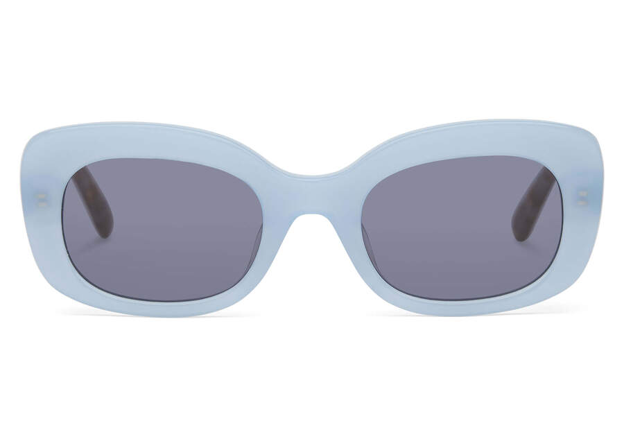 Jules Milky Blue Handcrafted Sunglasses Front View Opens in a modal