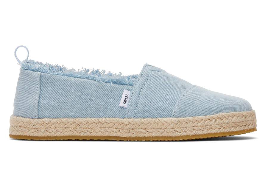 Youth Alpargata Washed Denim Kids Shoe Side View Opens in a modal
