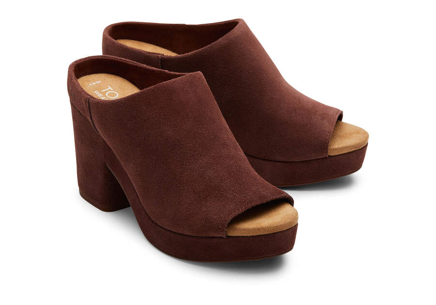 Florence Chestnut Suede Heel Front View