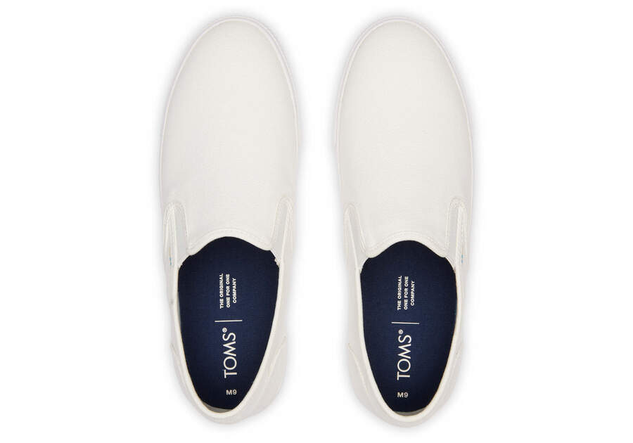 Baja White Canvas Slip On Sneaker Top View Opens in a modal