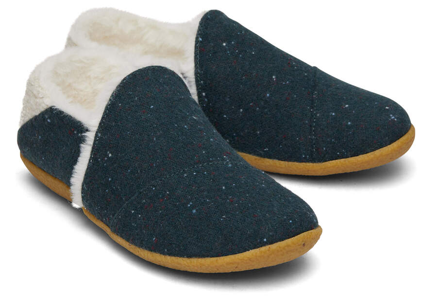 India Green Faux Fur Slipper Front View