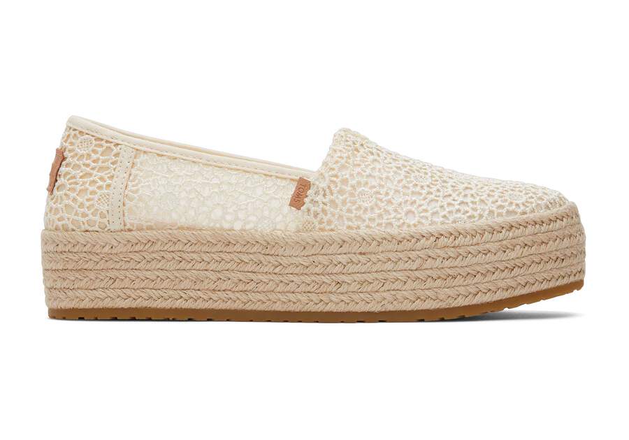 Valencia Natural Moroccan Crochet Platform Espadrille Side View Opens in a modal