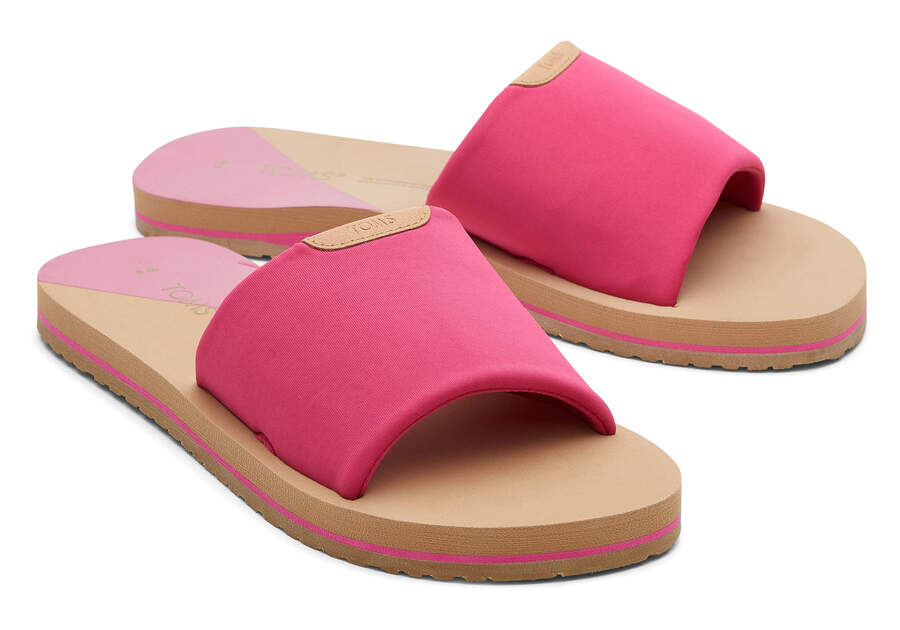 Carly Pink Jersey Slide Sandal Front View Opens in a modal