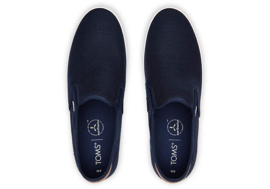Baja Navy Heritage Canvas Slip On Sneaker Top View Opens in a modal