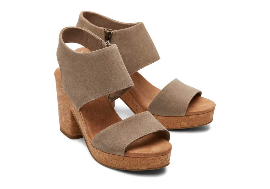 Majorca Taupe Platform Cork Sandal Front View Opens in a modal