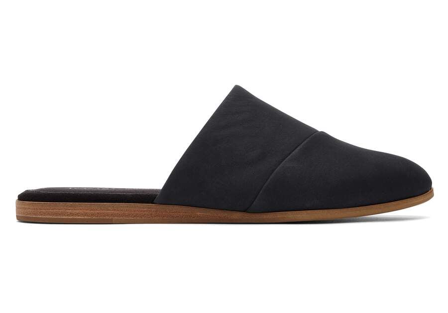 Jade Black Leather Slip On Flat Side View Opens in a modal