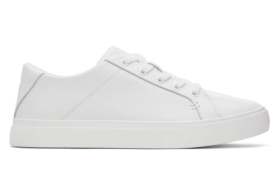 Kameron White Leather Sneaker Side View Opens in a modal