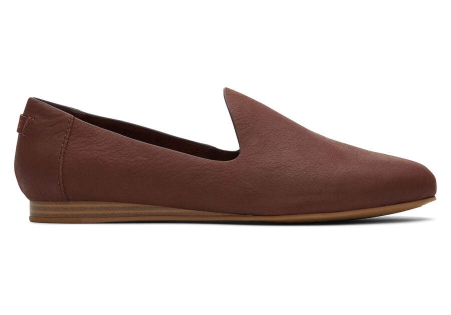 Darcy Chestnut Leather Flat Side View