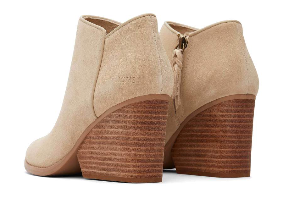 Hadley Natural Suede Heeled Boot Back View Opens in a modal
